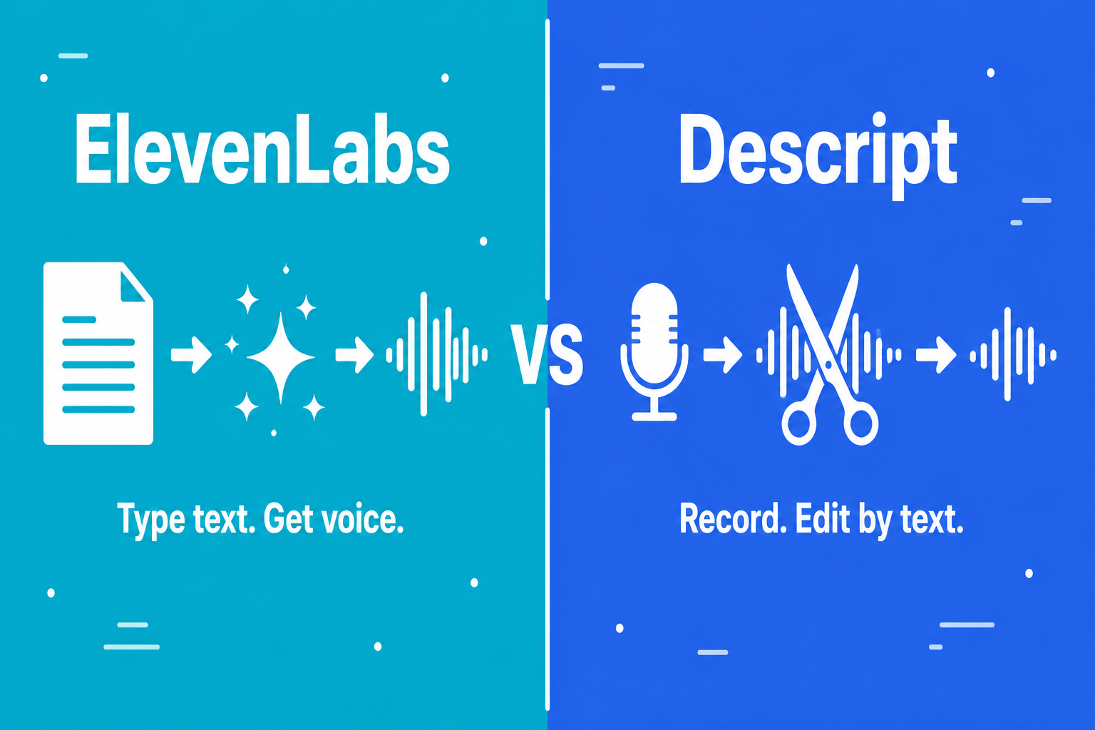 ElevenLabs vs Descript comparison — AI voiceover generator vs podcast editor